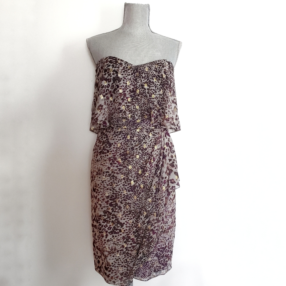 Badgley Mischka Strapless Animal Print Dress